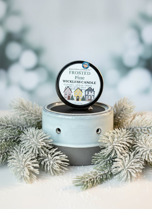 wickless candle frosted pine